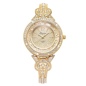 VATENZONE Quarz Armbanduhr für Frauen Crystal Diamond Case Armband Edelstahl wasserbeständig