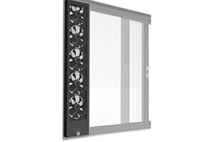 AMCHIXIN 31.5-33.5 Inch Vertical Window Exhaust Fan for Sliding Windows – Align Perfectly with Window Top and Bottom Frames Tool-Free With Variable Speed for Bedrooms Smoky Spaces Hot Areas(Black)