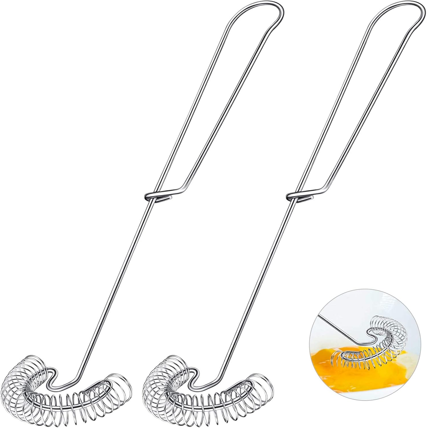 RUNHUAPPY 2Pcs Scandinavian-Type Whipper 10” Stainless Steel Egg Whisk Beater Small Spring Coil Sauce Blender Kitchen Accessories