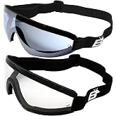 Birdz Eyewear Wing Skydiving Goggles Reduced Glare Light Blue Lens and Clear Lens With Great peripheral vision design Lenses shatterproof polycarbonate, 100% UV protection, and ANTI-FOG coated
