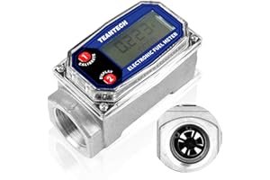TEANTECH Digital Turbine Flow Meter Digital LCD Display with NPT Counter Gas Oil Fuel Flowmeter for Measure Diesel Kerosene Gasoline (1 Inch)