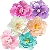 ANSOMO Paper Flowers Pink Purple Ivory Light Blue Pastel Artificial Crepe Tissue Wall Home Décor Wedding Birthday Bridal Baby Shower Classroom Nursery Room Floral Colorful Party Decorations
