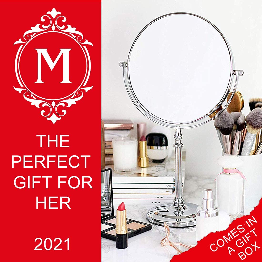 Mirrorvana Large Double Sided 10X and 1X Magnifying Makeup Mirror with Stand, 15-Inch Height and 8-Inch Wide : Beauty