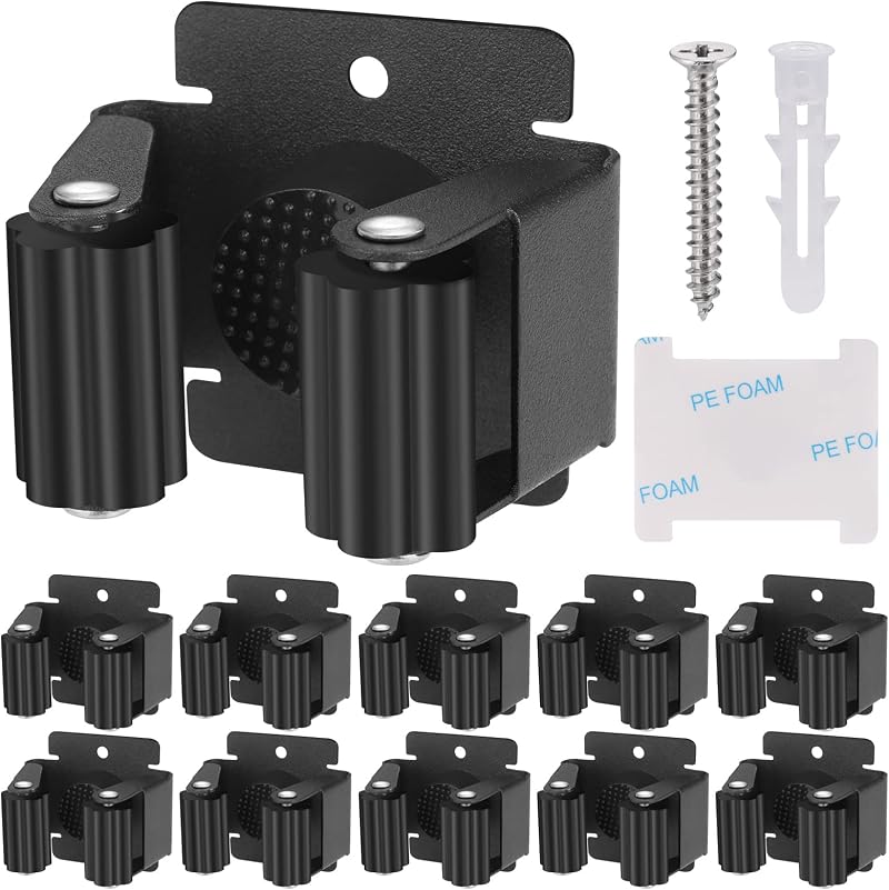 Hejo 10 Pack Mop Broom Holder Stainless Steel Wall Mounted Storage Rack