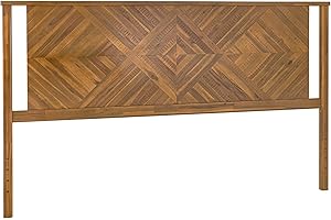 Bme Ethan King Size Diamond Headboard ONLY - Rustic & Mid-Century Modern Style Without Bed Frame - Solid Acacia Wood - Easy Assembly - Rustic Dark Brown