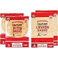 Joseph's 4-Pack Value Variety Bundle, Flax Oat Bran Whole Wheat 2 x Lavash Bread, Fresh Baked (8 Lavash Squares Total) and 2 x Pita Bread (12 Pita Loaves Total)