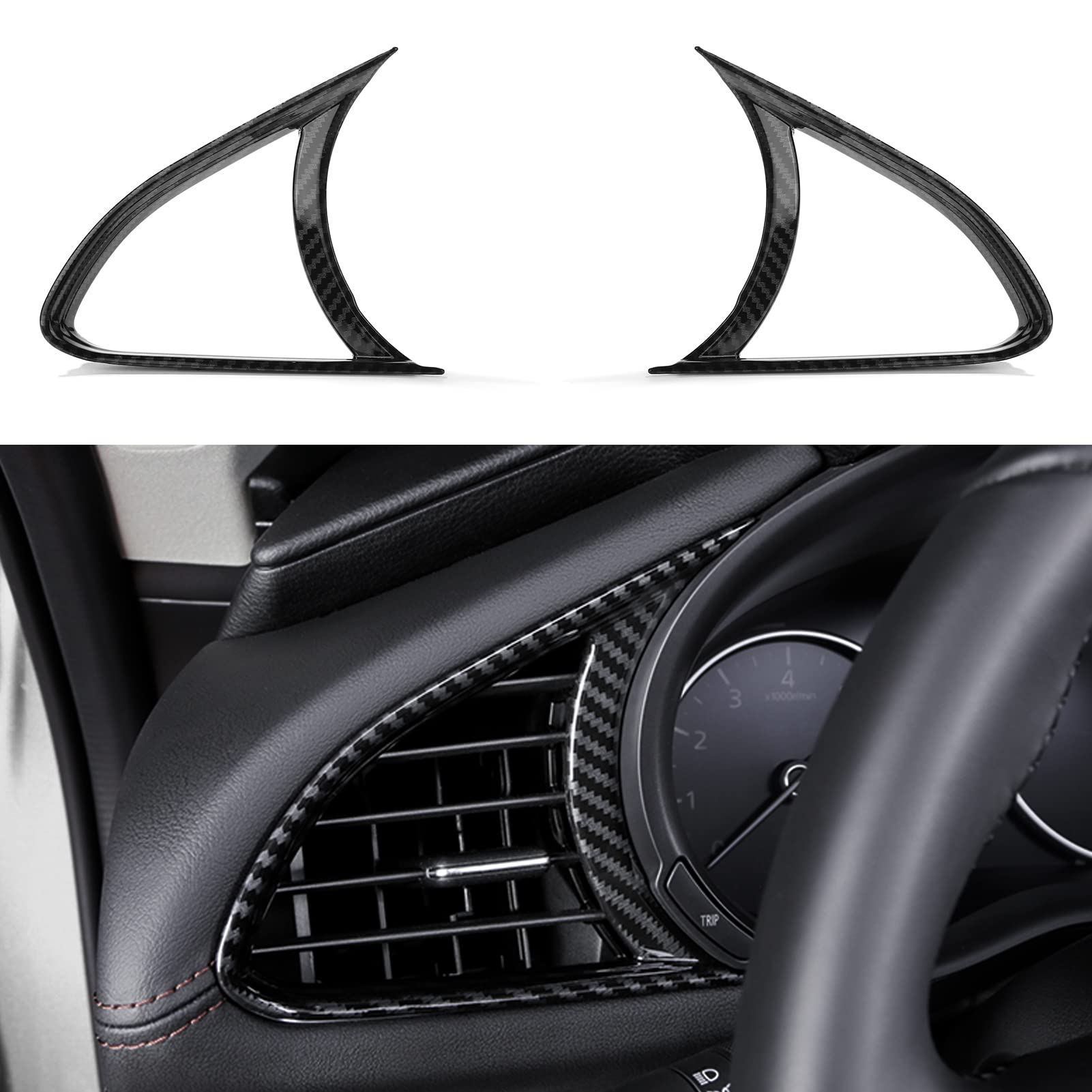 for Mazda 3 2024 2023 2022 2021 2020 Accessories Auto Dashboard Center Console Air Vent Cover Trim Frame -Carbon Fiber Style