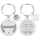Yobent Grandson Gifts - Valentines Day Birthday Keychain from Grandma, I Love You Grandson Key Chain Present from Grandparents