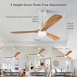 XBIBI 52 Inch Ceiling Fans with Light Remote