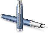 Parker IM Fountain Pen Premium Blue Grey Chrome Trim Fine Point Gift Box view 7