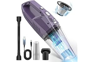 Bossdan Handheld Vacuum Cordless,Car Vacuum Cleaner Portable Wireless with LED Light Washable HEPA Filter,Low-Noise Lightweight Mini Hand Vacuum Cordless Rechargeable for Car,Office and Home Cleaning