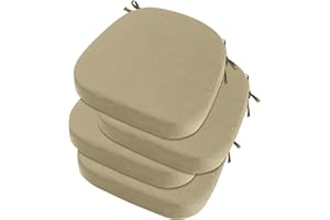 idee-home Outdoor Chair Cushions Set of 4, Waterproof Patio Furniture Cushions with Ties, 3" Thick Outdoor Cushion Seat Cushion Dining Chair Cushions 17" x 16" x 3" Indoor Chair Pads Antique Beige