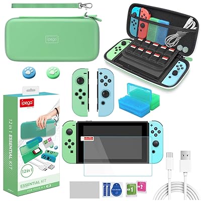 Buy Fanpl Switch Accessories Bundle 12 In 1 Accessories Kit For Nintendo Switch With Carrying Case Silicone Protective Case For Joy Con Screen Protector Game Storage Case Thumb Grip Cap Usb C Cable
