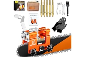 OMCCHK Chainsaw Sharpener Jig, Chain Saw Sharpener Tool with 5 Titanium-Plated Diamond Bits, Universal Portable Hand Crank Chainsaw Sharpening Kit for 8"-22" Chain Saw, Electric Saw, Garden Worker