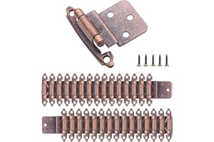 DONANIM Antique Copper Cabinet Door Hinges Self Closing,30 Pack (15 Pairs) 3/8 Inset Oil Rubbed Bronze Hinges for Kitchen Cabinets