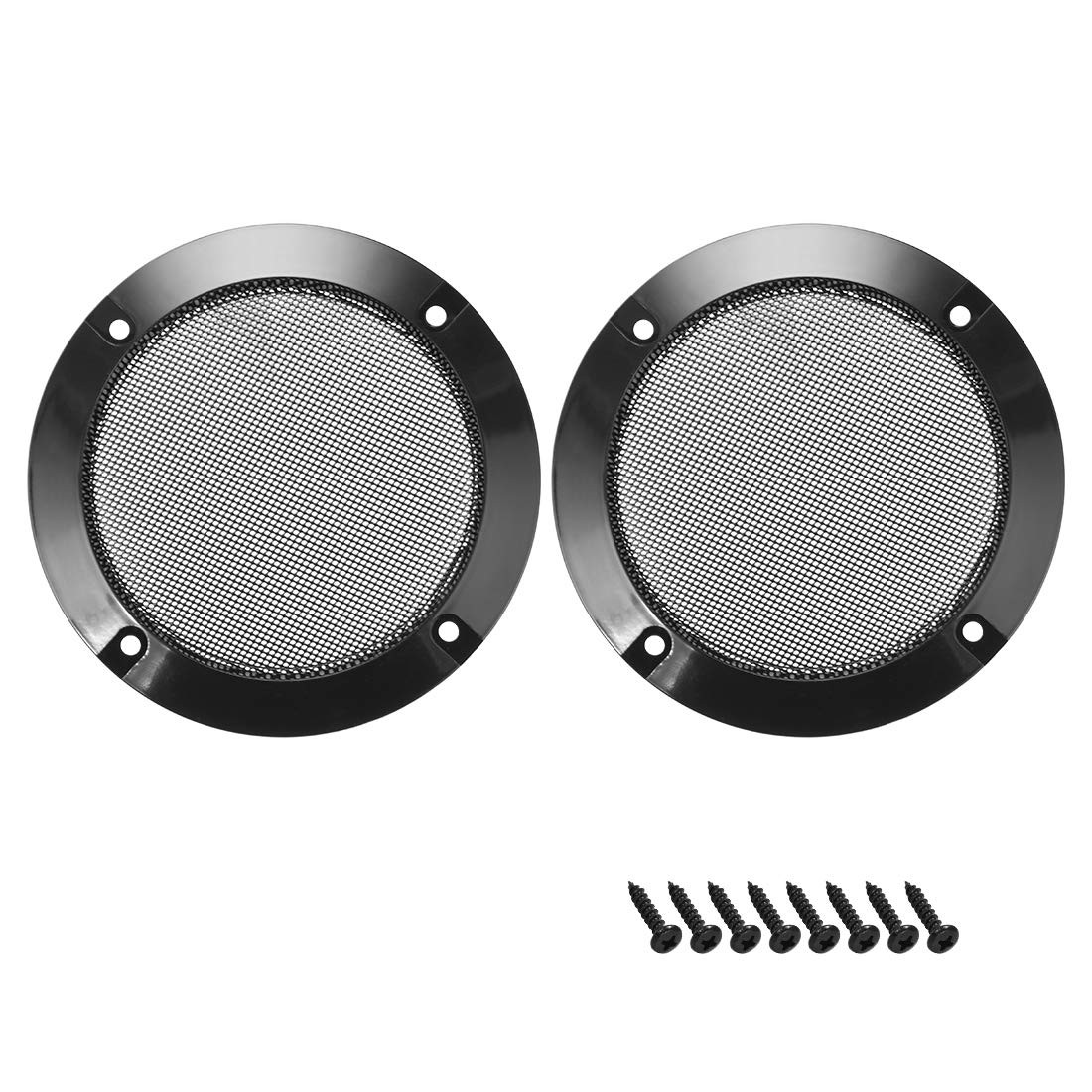 sourcing map 2pcs 2" Speaker Grill Mesh Decorative Circle Woofer Guard Protector Cover Parts Black