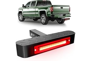 VKU Hitch Step for 2” Receiver with Light 108 LED Brake Lighting(6 Mode) Steel Construction Powder Matte Coated Towing for Trucks Chevy Ford Toyota GMC Dodge RAM Jeep ATVs SUVs Vans 450lbs Max Load