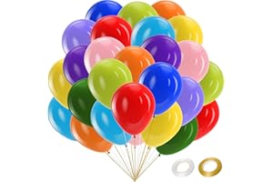 REAEON Colorful Balloons, 100 PCS 12 inch Assorted Rainbow Latex Balloons, Bright Color Balloons for Birthday Baby Shower Wedding Party Decorations