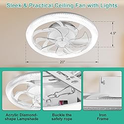 WESTTREE 20In Low Profile Ceiling Fans with Lights
