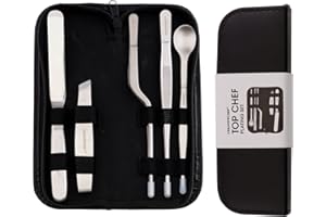 CREATIVECHEF Professional Chef Plating Kit, 5 Piece Culinary Plating Set, Silver, Stainless Steel (5 Piece, Silver)