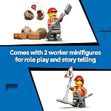 LEGO City Yellow Backhoe Loader Construction Vehicle Toy 60480 2 Minifigs view 6