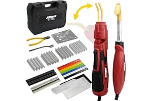 Allturn Plastic Welder 2 in 1,Plastic Welding Kit Car Bumper Repair Kit,4 Types of Plastic Welding Staples,Plastic Welding Rods Consumables Kit,RED.
