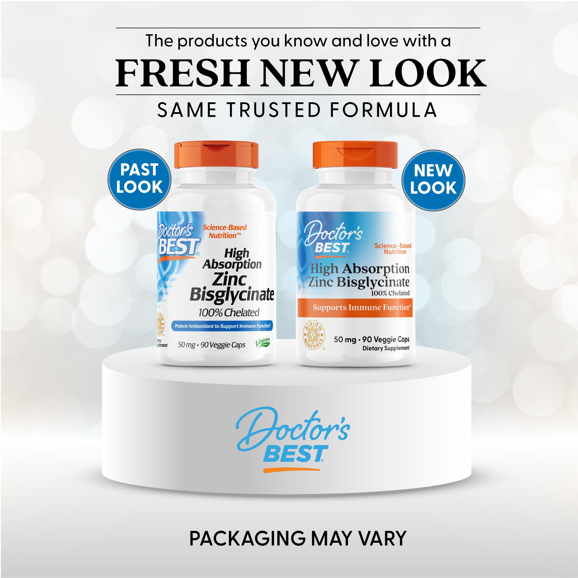 Doctor's BEST High Absorption Zinc Bisglycinate 50mg High Potency Supporting Enhancing Immune System Antioxidant VC, 90 Count