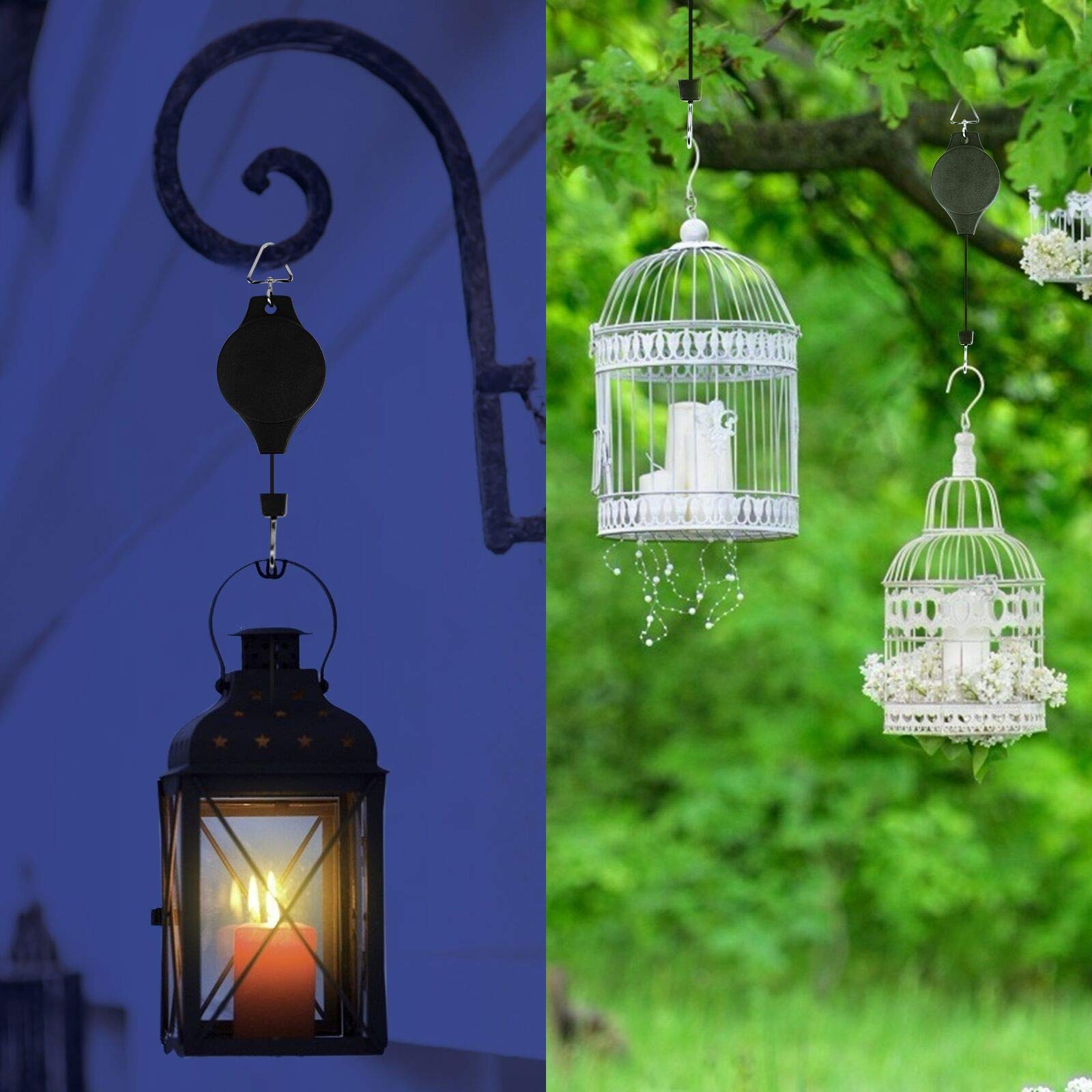 TAZEMAT 2pcs Plant Pulley Adjustable Basket Hook for Flowers and Birds Feeder Pots Garden Retractable Heavy Duty Hanger Indoor Household Flowerpot Hanging Pull Down Hook Outdoor Decorations