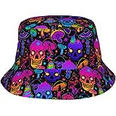 Mushrooms Skulls Cool Bucket Hat Beach Sun Hat Beach Fishing Hat for Men Women