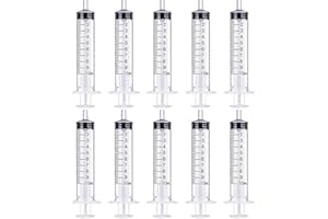 OLCANA 10 Pack 10ml Syringes with individually Sterile Sealed Plastic Syringe for Garden Plant Scientific Labs, Feeding Pets,