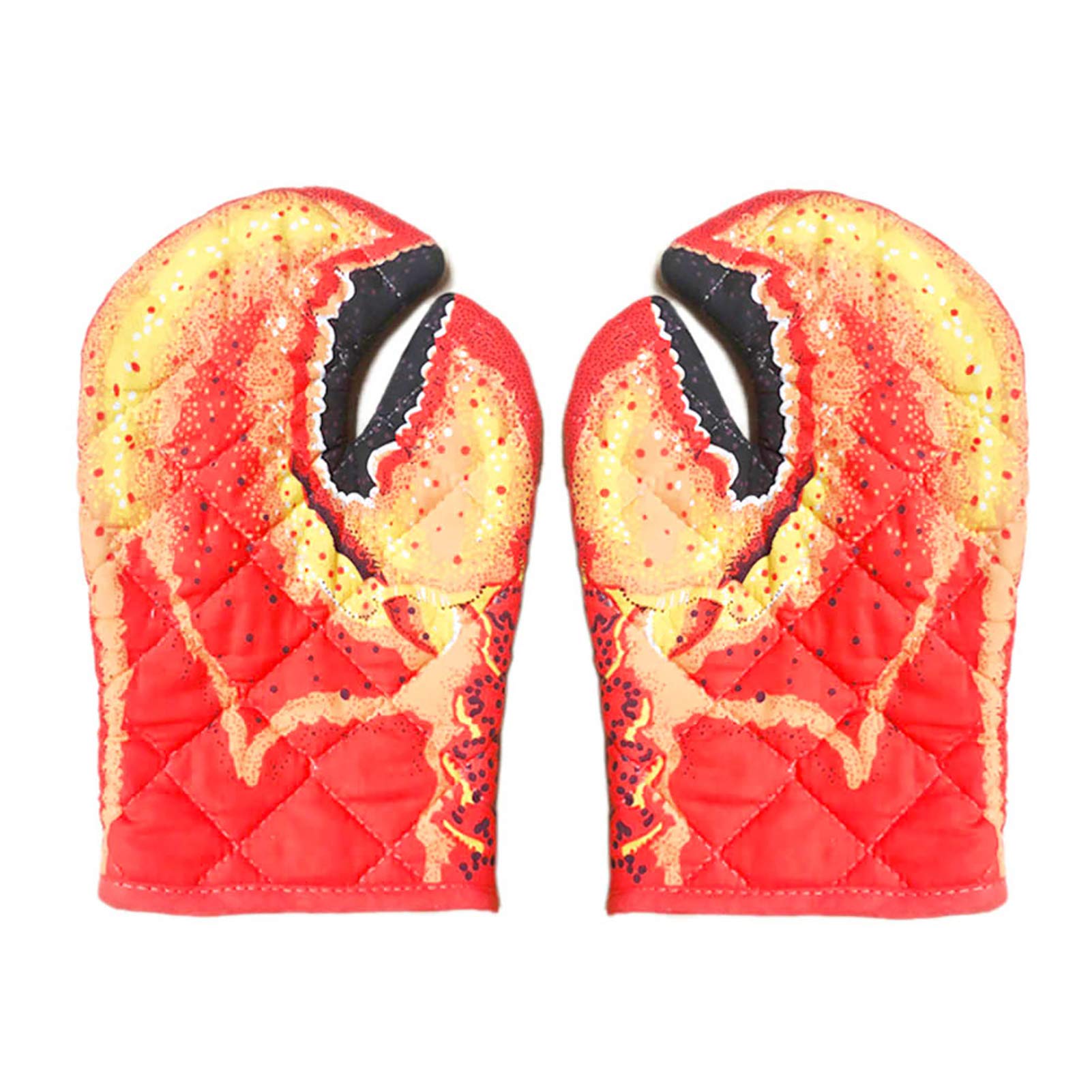 gerFogoo 2pcs Oven Gloves, Thick Cotton Oven Anti-scalding Crab Claw Gloves, Suitable for Microwave Ovens, Ovens, Grill Plates