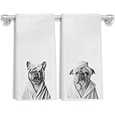 FGFK Funny French Bulldog Bathroom Hand Towels, French Bulldog Gifts for Women, Funny Frenchie Dog Hand Towels for Bathroom Spa Gym Washroom Decor, Frenchie Mom Gifts, 16x24 Inch Set of 2