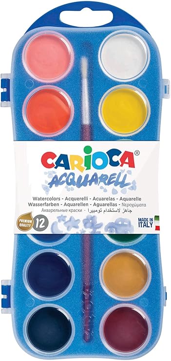 Carioca - Caja 12 acuarelas con pincel, 30 mm (K55123000): Amazon.es: Juguetes y juegos