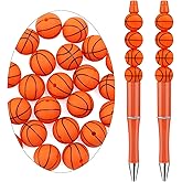 Yumttero 25Pcs 15mm Sport Style Silicone Beads Bulk Round Ball Shaped Bead Suitable for Keychain Bracelet Necklace Jewelry Making, Orange Basketball