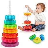 Eivaai Baby Spinning Stacking Toys Sensory Toys for Toddlers 1-3, Rainbow Ring Spin Montessori Toys for Babies 12 Months, Aut
