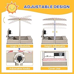 Outsunny Kids Sandbox with Canopy