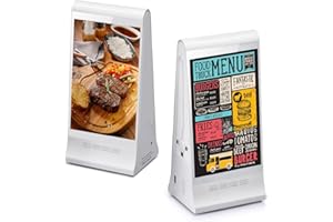 WEADS Digital Signage Display for Tabletop ,Interactive Digital Signage with Double 8 inch LCD Touch Screen and WIFI Connected,Rechargeable 23200mAh Battery,Portable Advertising Kiosk for Restaurants,Bar, Hotel ,Cafe (White)