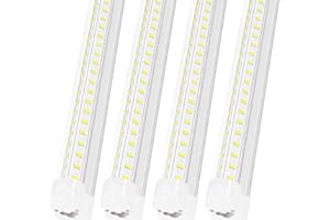 AQIQUUT 4FT LED Shop Light, 50W 5000K 7000LM Daylight Light, 110V Linkable Clear Cover Integrated V-Shape for Shop Garage Warehouse Workbench Workshop LED Strip Light with Plug(4-Pack)