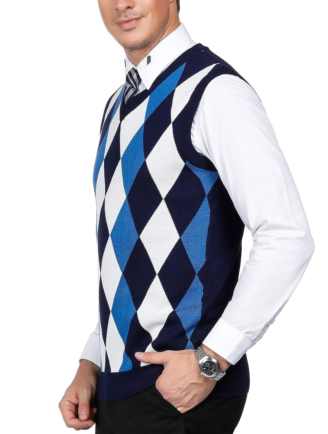 Clothing Mens Classic V-Neck Argyle 