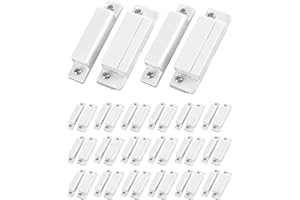 QWORK MC-31 Wired Surface-Mounted NC Magnetic Door Window Contact Sensor Alarm Reed Switch, White, Pack of 5 with 20 Screws