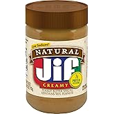 Jif Natural Creamy Peanut Butter Spread, 28 Oz. Jar | 7g protein per serving, 7% DV, See nutrition information for fat and saturated fat content, Contains 90% peanuts, gluten free