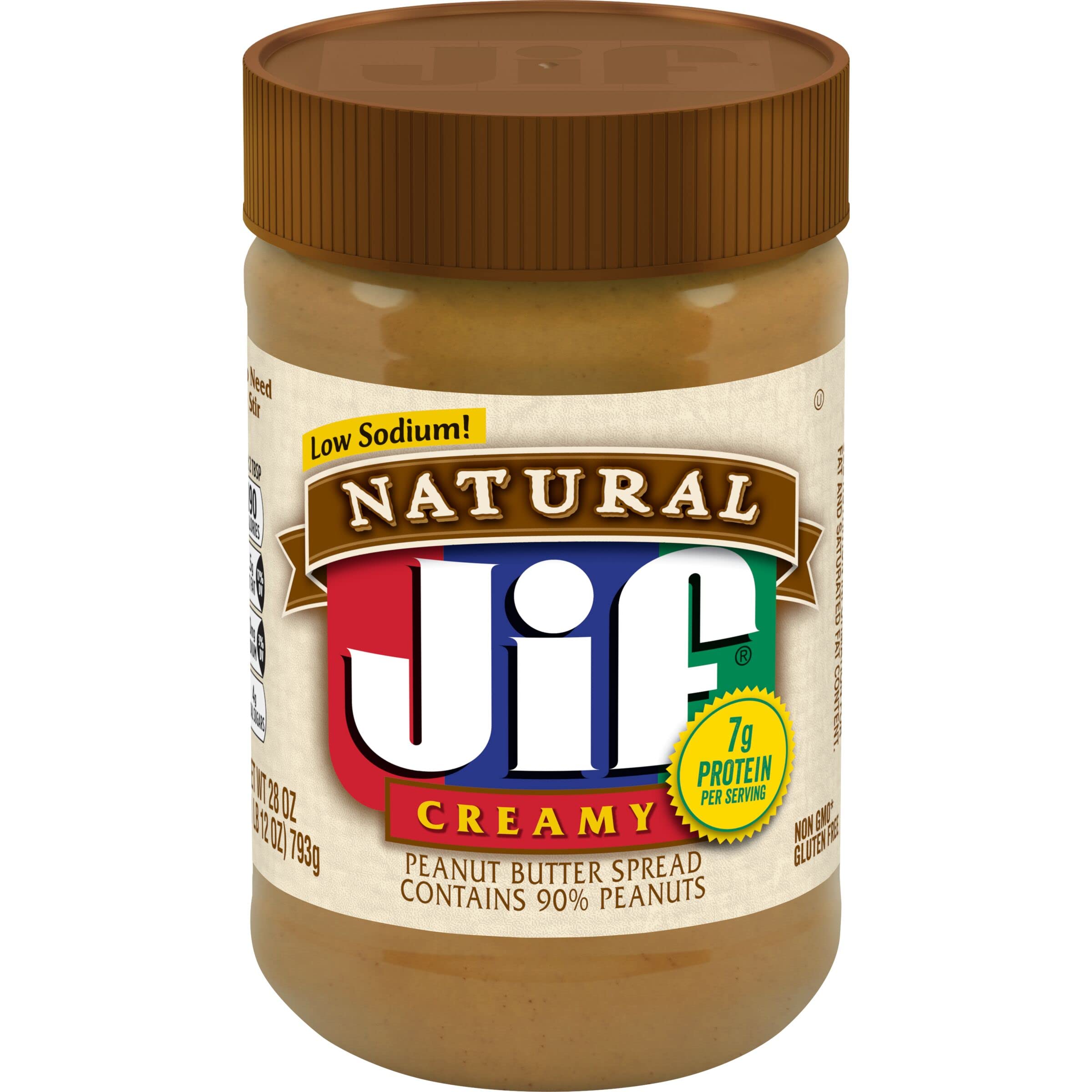 Jif Natural Creamy Peanut Butter Spread, 28 Ounces (Pack of 10), Contains 90% Peanuts Image