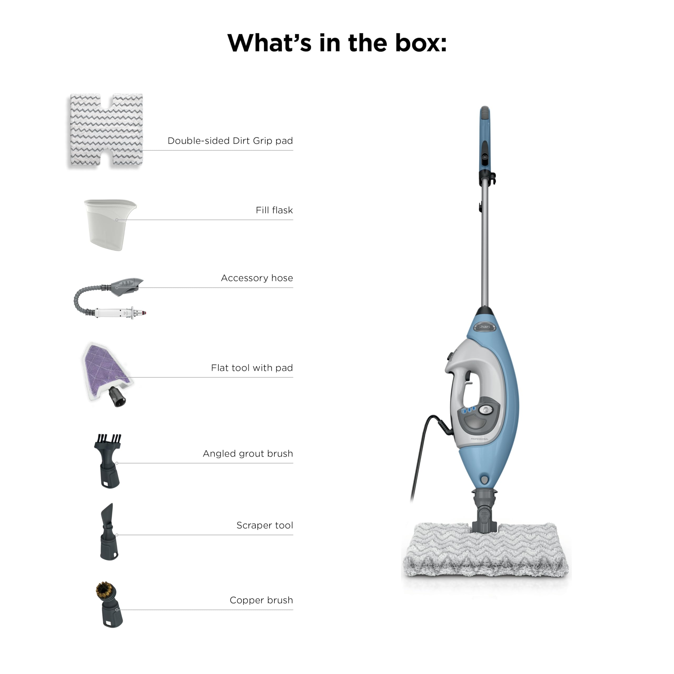 Shark Lift-Away 5-in-1 Steam Mop with Detachable Handheld Steam Cleaner, for Whole Home Cleaning including Sealed Hard Floors, Kitchens, Bathrooms, Upholstery, Cars, Grout & more, Blueberry, S3972BRN