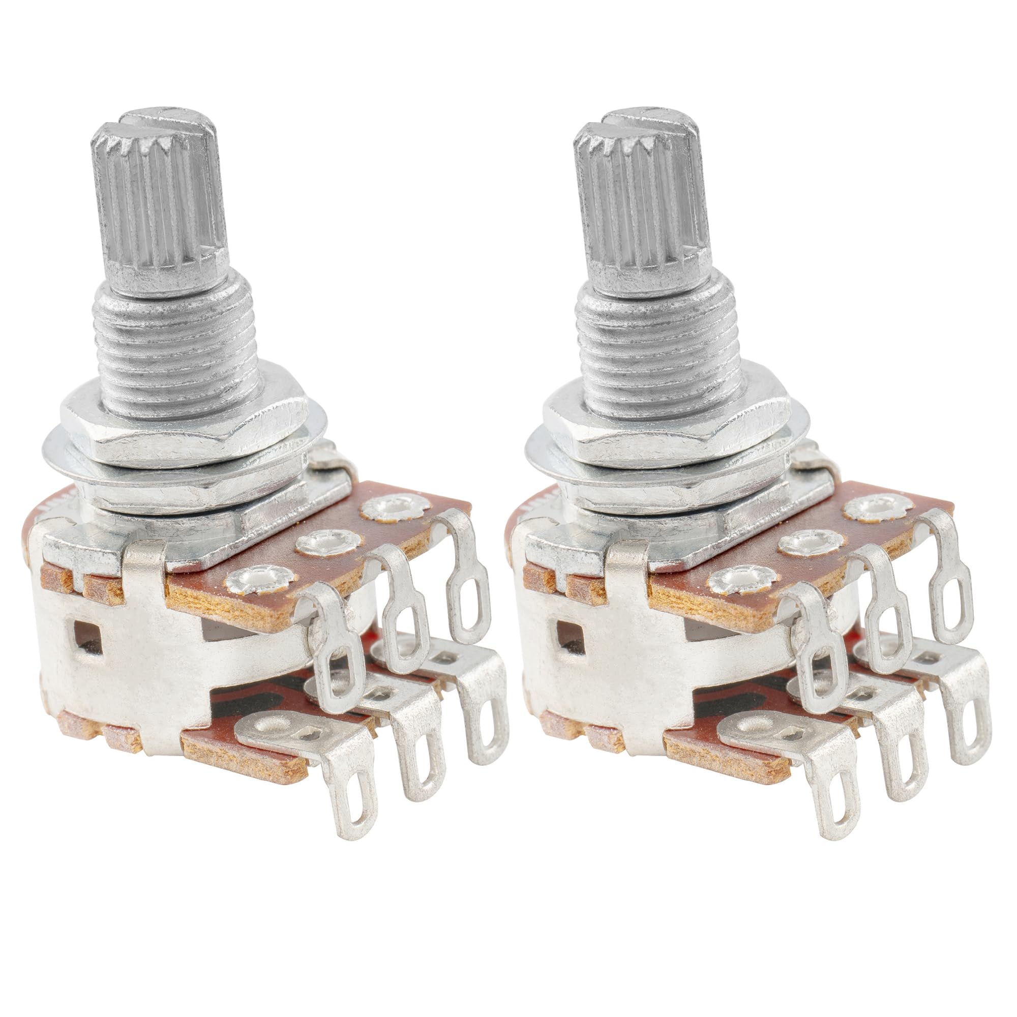 Musiclily Pro Aluminium Mini Metric Sized Blend Pots MN250K Dual Balance Potentiometers with Center Detent for Guitar (Set of 2)