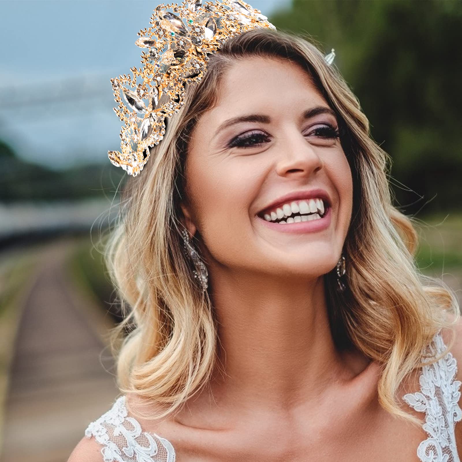 CIEHER Tiaras and Crowns for Women,Gold Crystal Rhinestone Queen Crown,Birthday Crown Tiara for Women Girls Headbands for Wedding Prom Bridal Party Costume Gifts