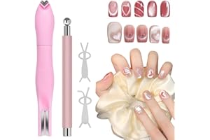 HINGTAI 4Pcs Cat Eye Nail Magnet Kit for Gel Polish, 3-in-1 Magnet with Dual-Ended Pen & 2Pcs Bunny Guides - Create Stunning Cat Eye & 3D Nail Art Designs at Home or Salon