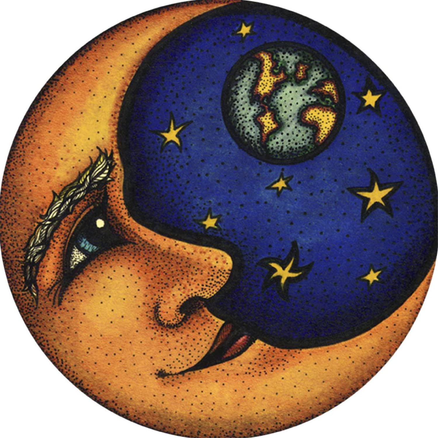 Cross Stitch Kits Stamped, OWN4B Moon Star and Planet Printed Pattern 11CT 14.2x14.2 inch DIY Embroidery Kit (Moon)