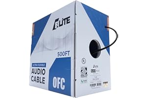 Elite 16/4 Speaker Wire, 16AWG/4-Conductor, UL Listed, CMR/CL3R, (Riser/in-Wall & Outdoor/In-Ground (Direct Burial)- 100% Oxygen Free Pure Bare Copper (OFC), 500ft Bulk Cable (65 Strands) Black