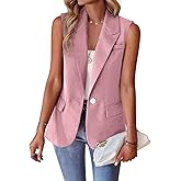 utcoco Women's Casual Business Blazer Vest Sleeveless Open Front Blazer Waistcoat with Pockets