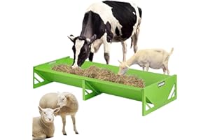 KHEARPSL Goat Feeder Trough 55" Livestock Feeding Trough Large Capacity Metal Feed Trough Heavy-Duty Horse Feeder Livestock Feeder for Cattle Cows Horses Sheep Goats Pigs Calf Deer